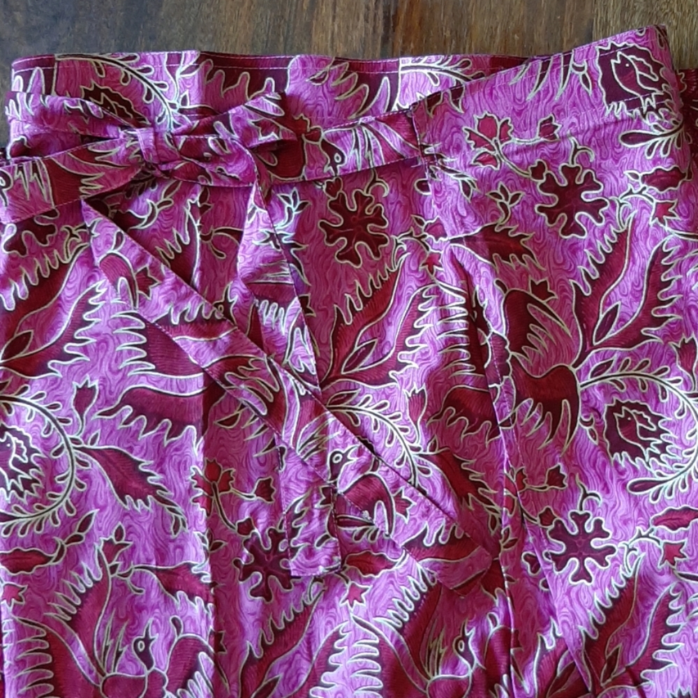 Bali Boutique Boho cotton wrap skirt floral birds
